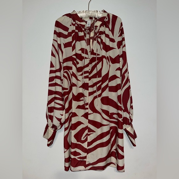 NEW W TAG BLOGGER FAVE OVERSIZED TIE DETAIL ZEBRA PRINT DRESS SIZE LARGE - Picture 9 of 9